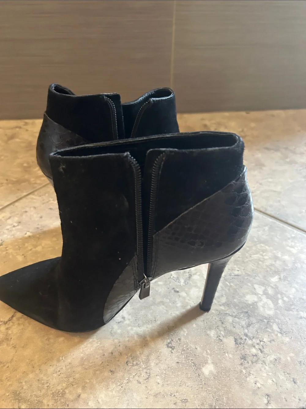 Vince Camuto Black Suede Pointed Toe Ankle Boots - Women